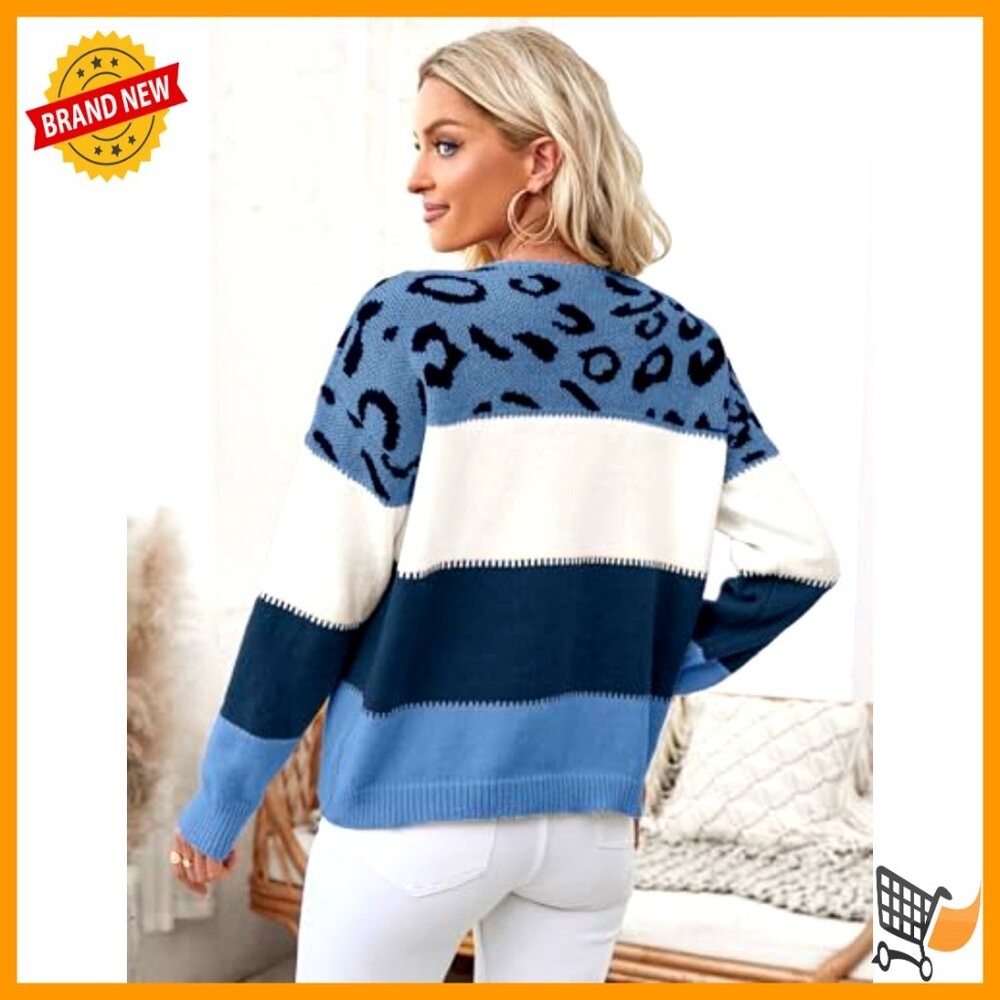 Oversized Knit Sweater Soft Leopard Pattern Cozy … - image 4